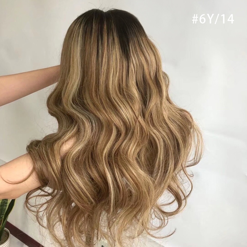 13x6 Lace Front Wig Golden Blonde Balayage Premium Human Hair Wig