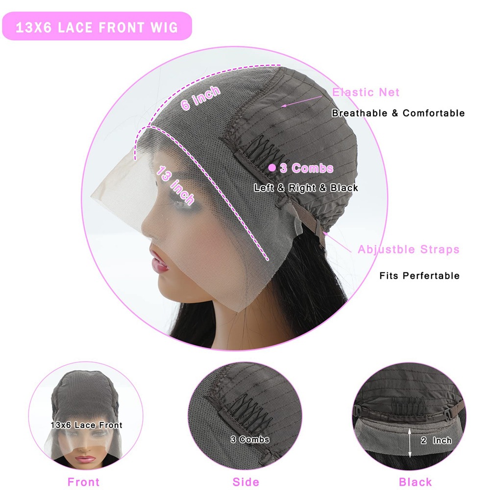 13X6 Dark Brown Lace Front Wigs Human Hair Jewish Wig 14 Inch