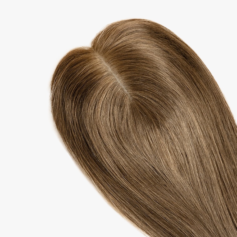 14” Silk Base Human Hair Topper for Thinning Crown Dark Blonde #8