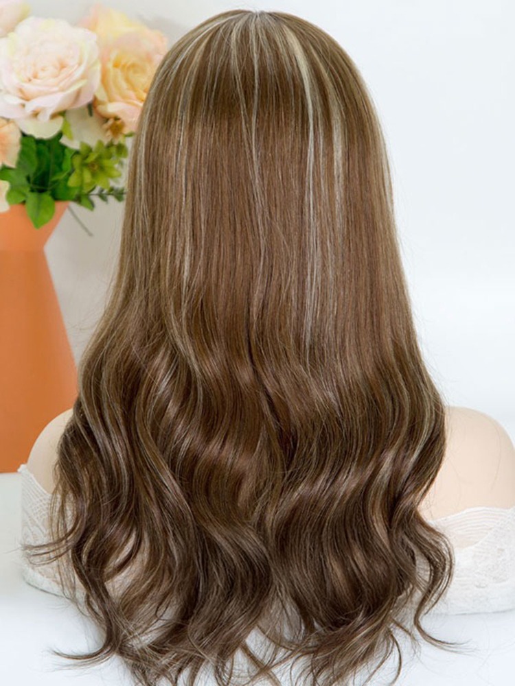 16” Ash Brown Balayage Lace Front Mono Top Wig | Remy Human Hair Wig
