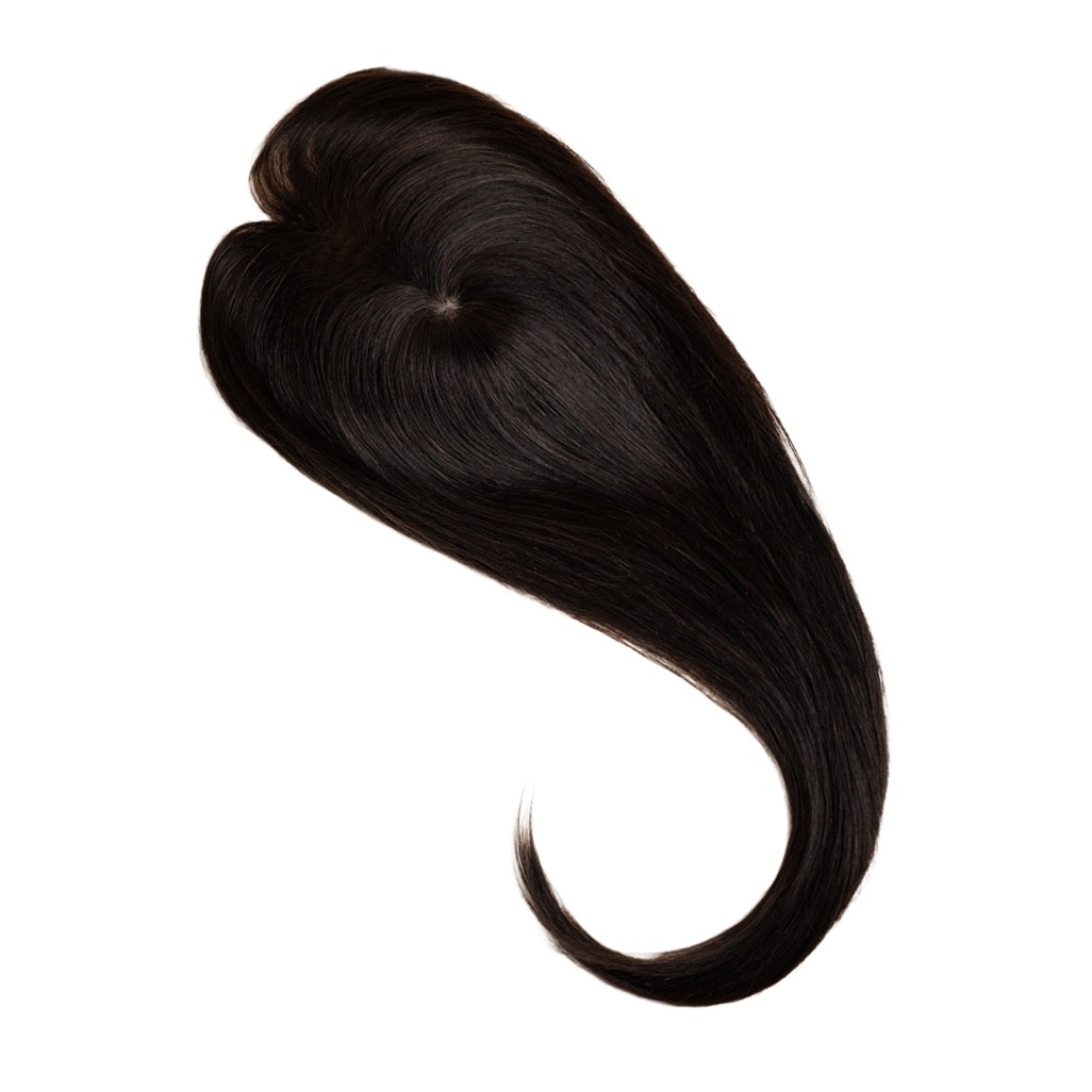3”×5” Human Hair Topper with Bangs – 12” Natural Black