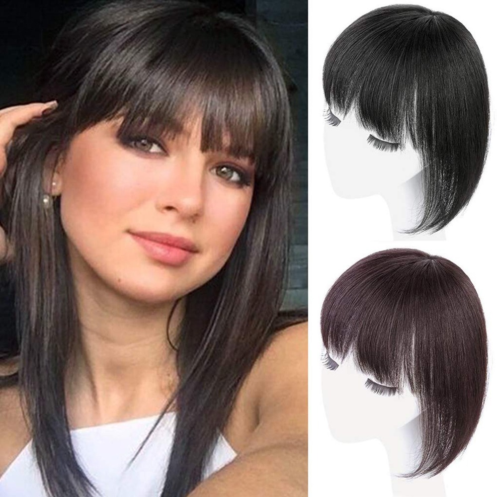 3”×5” Human Hair Topper with Bangs – 12” Natural Black