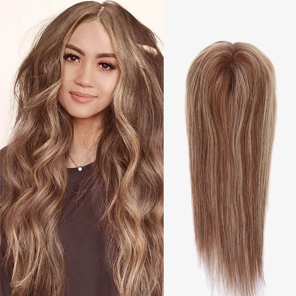 3"x5" Medium Brown Mono Hair Topper for Thinning Crown | Hair Piece