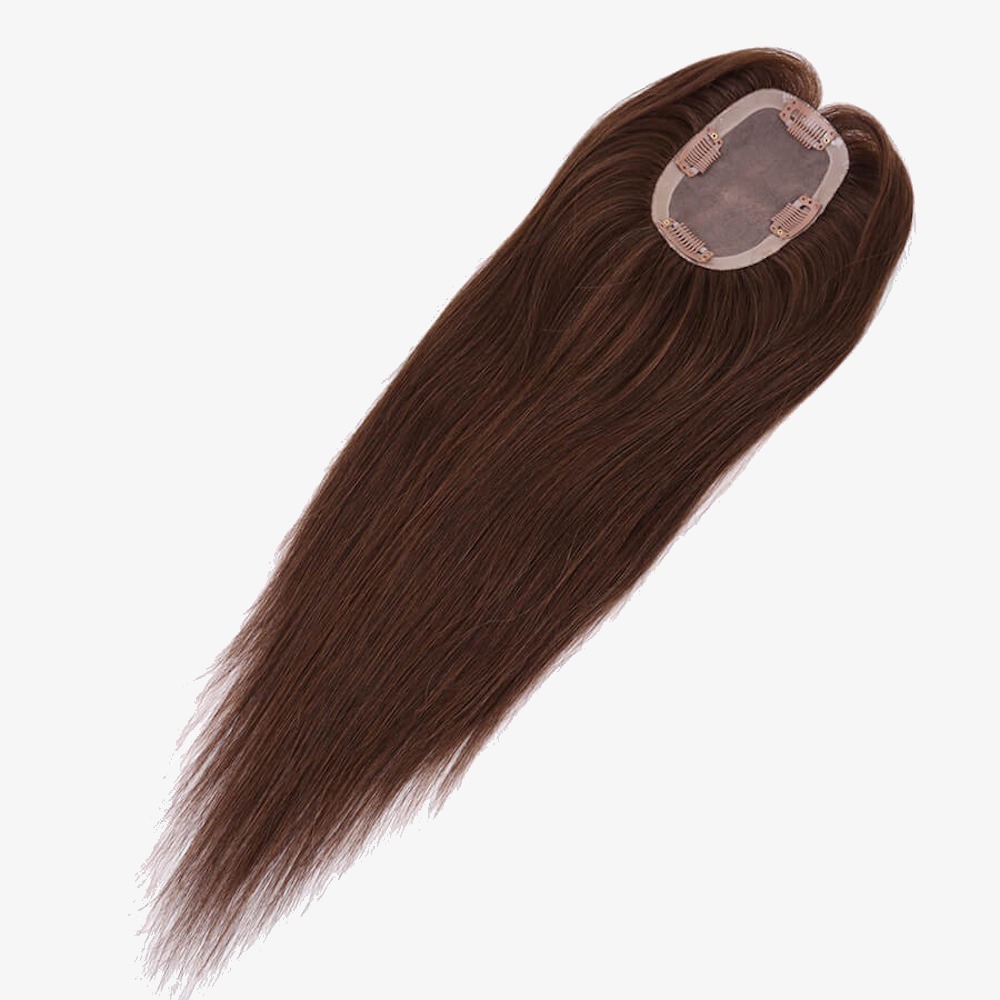 3"x5" Mono Base Medium Brown Human Hair Topper for Thinning Crown