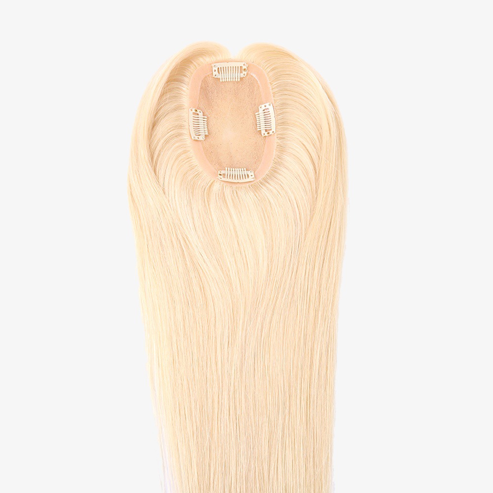 3"x5" Mono Top Remy Human Hair Topper Lightest Golden Blonde #613