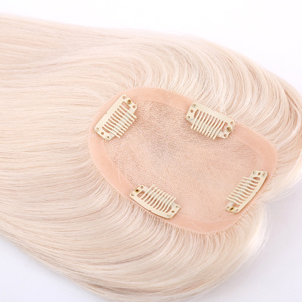 3"x5" Premium Remy Human Hair Platinum Blonde Mono Base Hair Topper