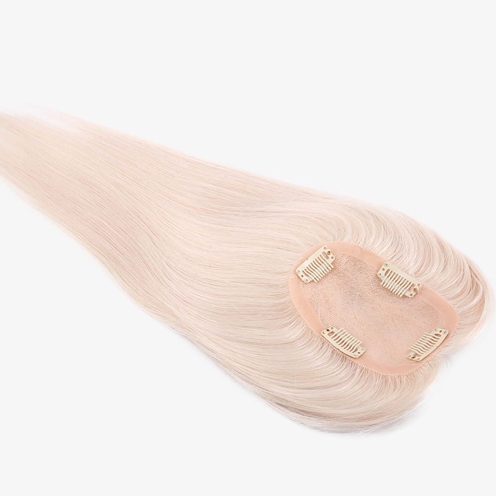 3"x5" Premium Remy Human Hair Platinum Blonde Mono Base Hair Topper