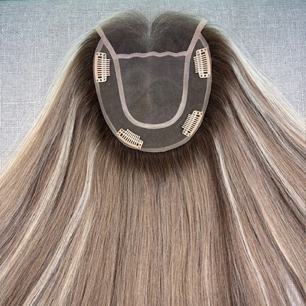5.5”×6” Lace Front Mono Human Hair Topper for Women