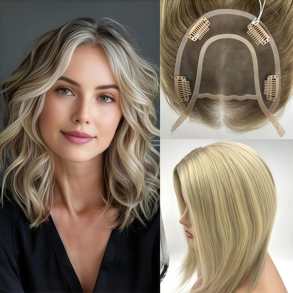 5.5”×6” Lace Front Mono Human Hair Topper for Women