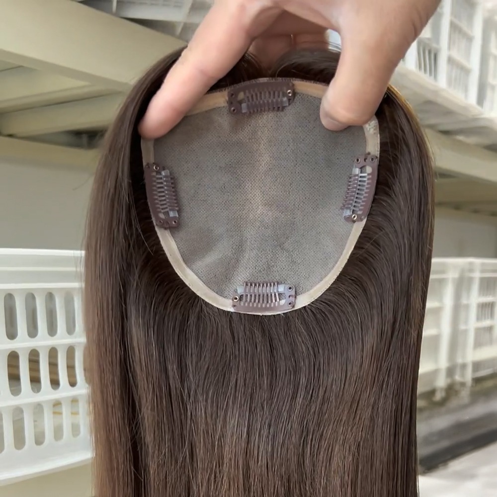 5x5 Remy Human Hair Topper Full Coverage for Thinning Crown #2