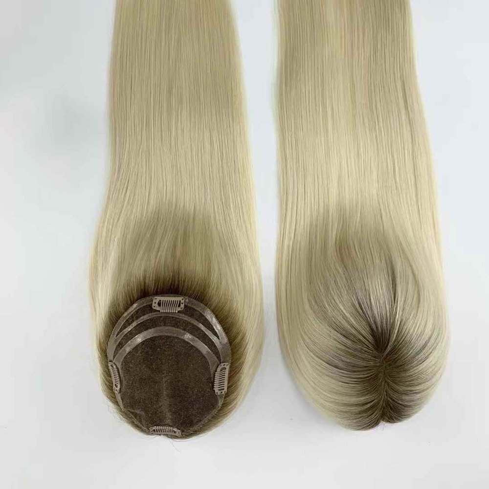 6"x5.5" Breathable Blonde Lace Hair Topper Remy Human Hair 20"