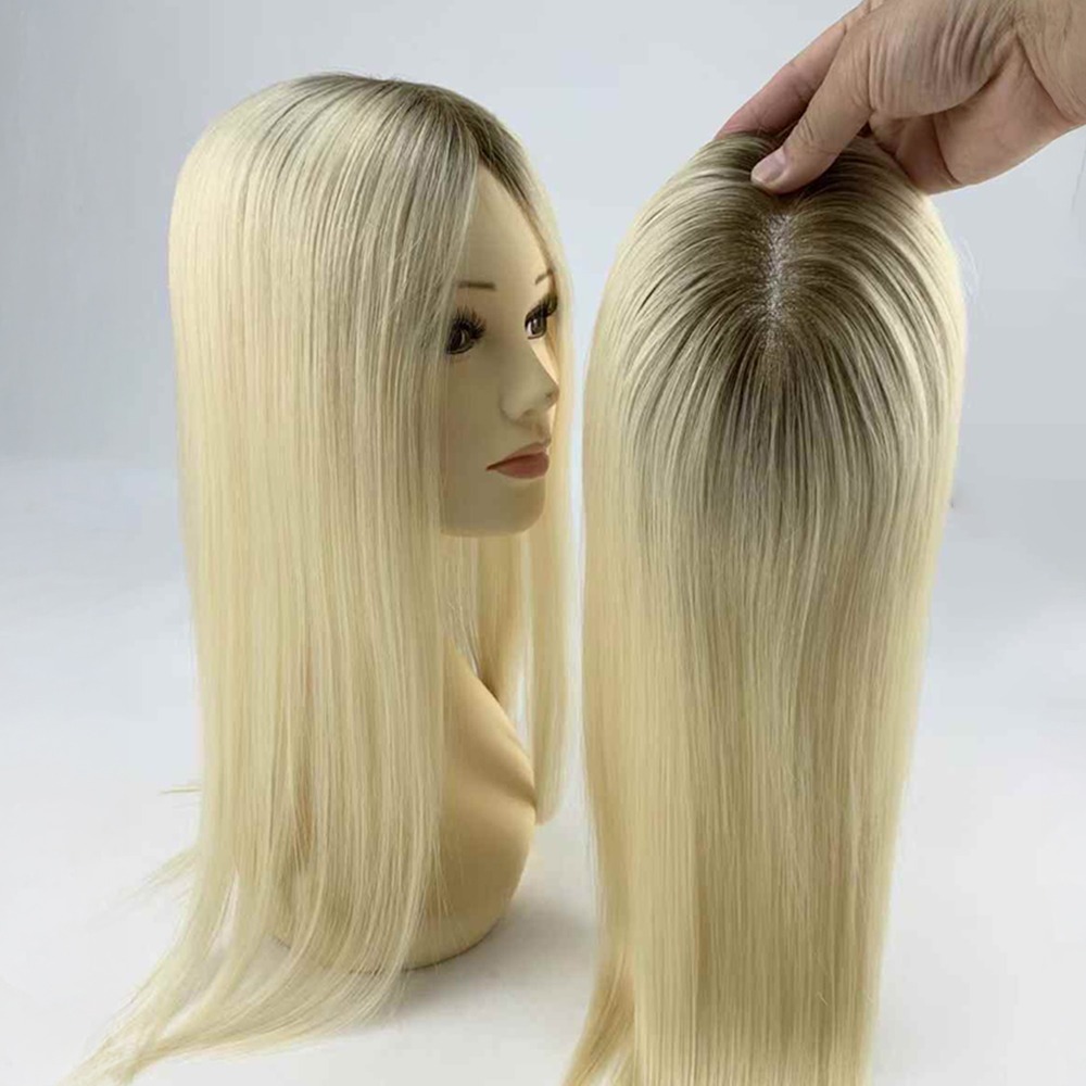 6"x5.5" Breathable Blonde Lace Hair Topper Remy Human Hair 20"