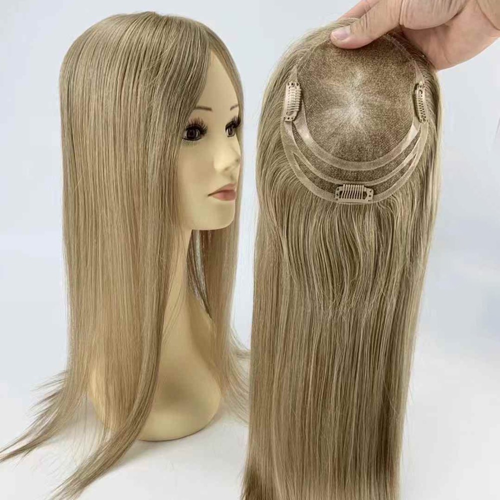 6"x5.5" Premium Remy Human Hair Swiss Lace Front Topper 20 Inch