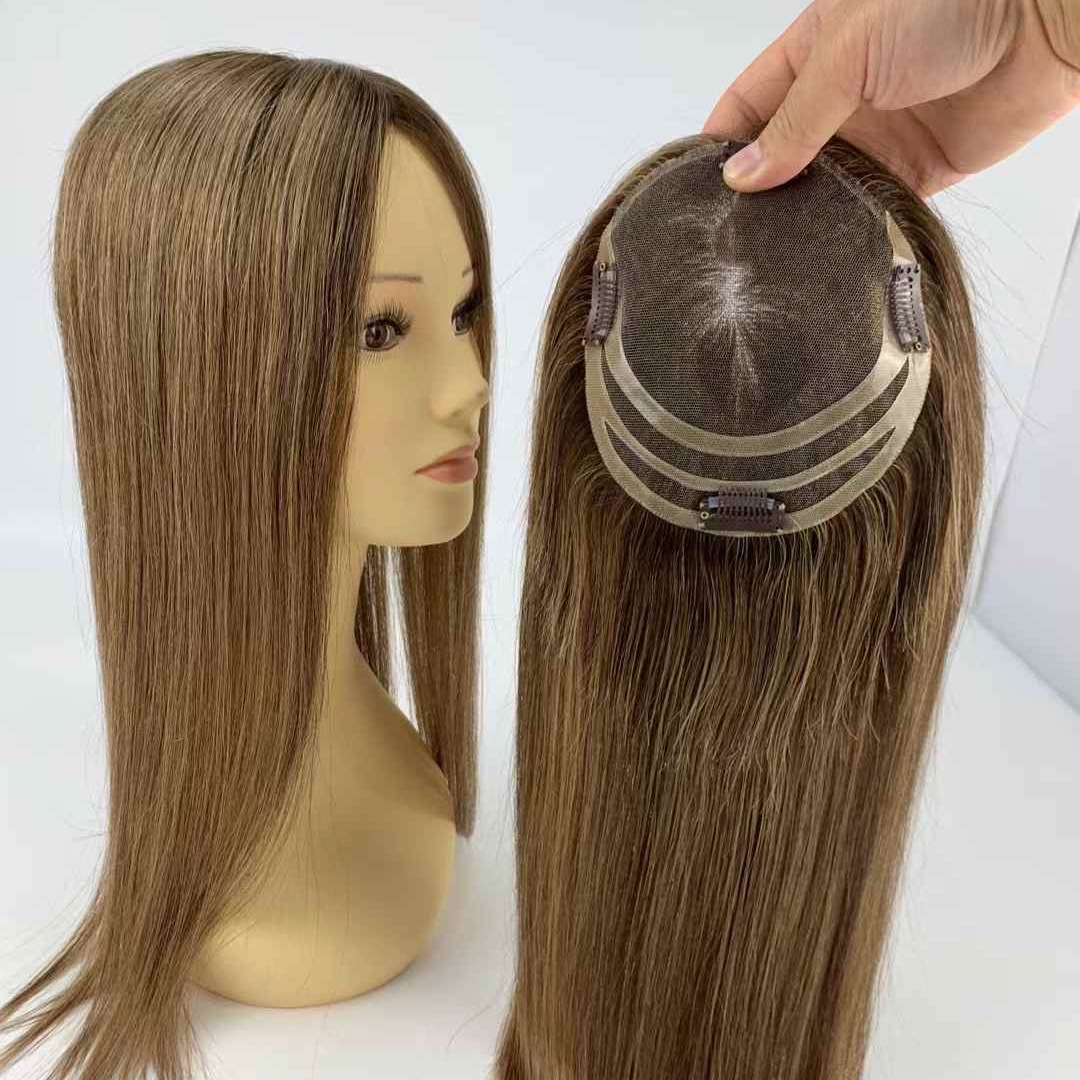 6"x5.5" Real Human Hair Lace Topper for Women Medium Brown 20 Inch