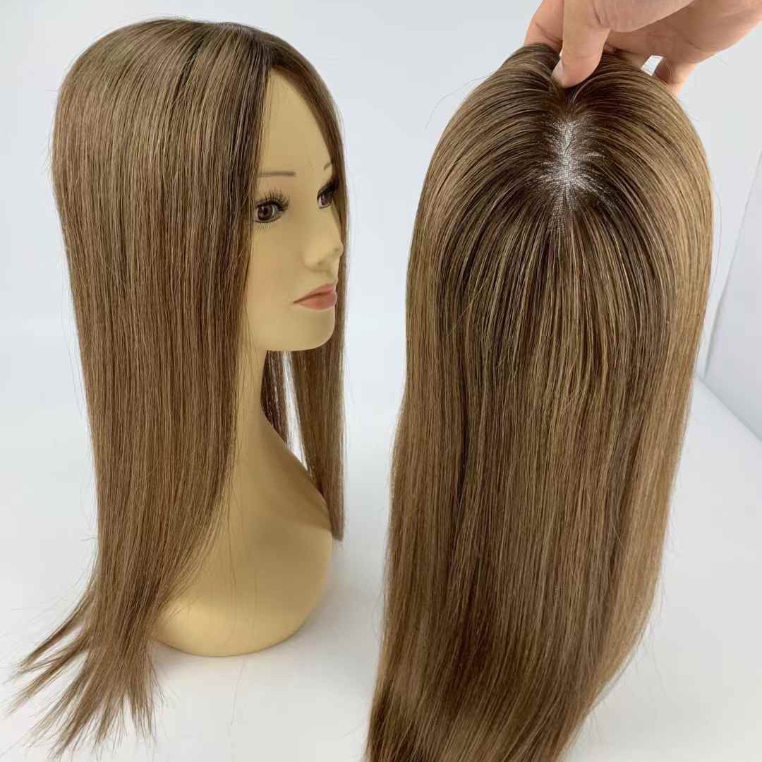 6"x5.5" Real Human Hair Lace Topper for Women Medium Brown 20 Inch