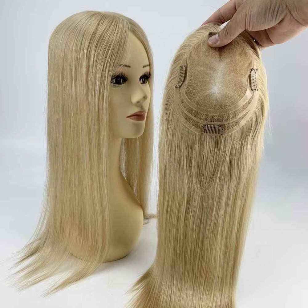 6"x5.5" Remy Dark Blonde Lace Hair Toppper for Thinning Hair 20 Inch