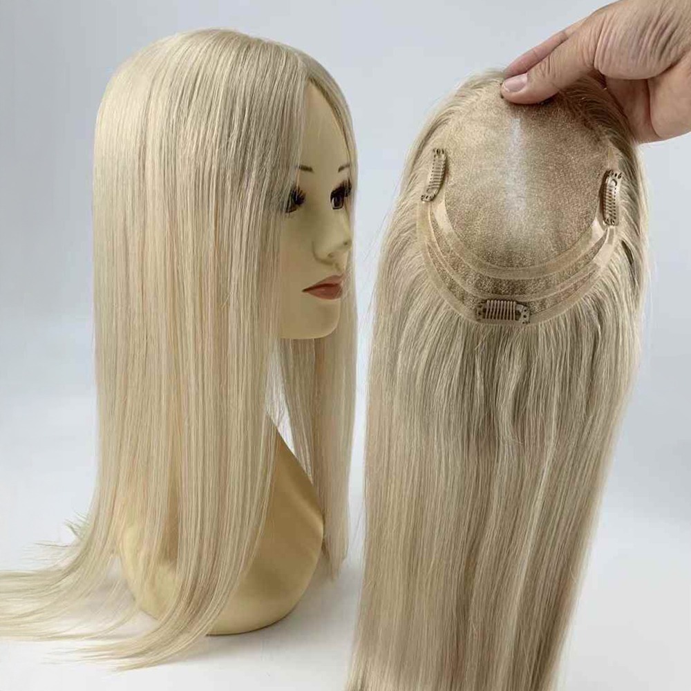 6"x5.5" Remy Human Hair Ash Blonde Lace Front Hair Topper 20 Inch