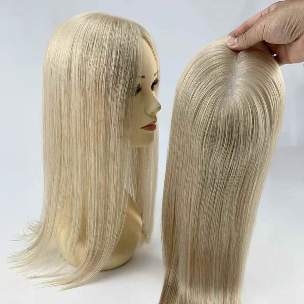 6"x5.5" Remy Human Hair Ash Blonde Lace Front Hair Topper 20 Inch