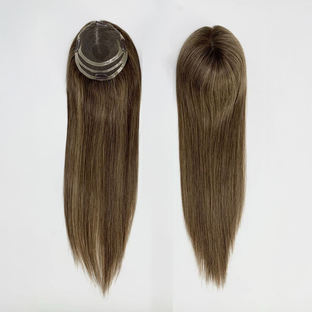 6"x5.5" Top Pieces Human Hair Lace Topper Dark Brown Balayage 20"