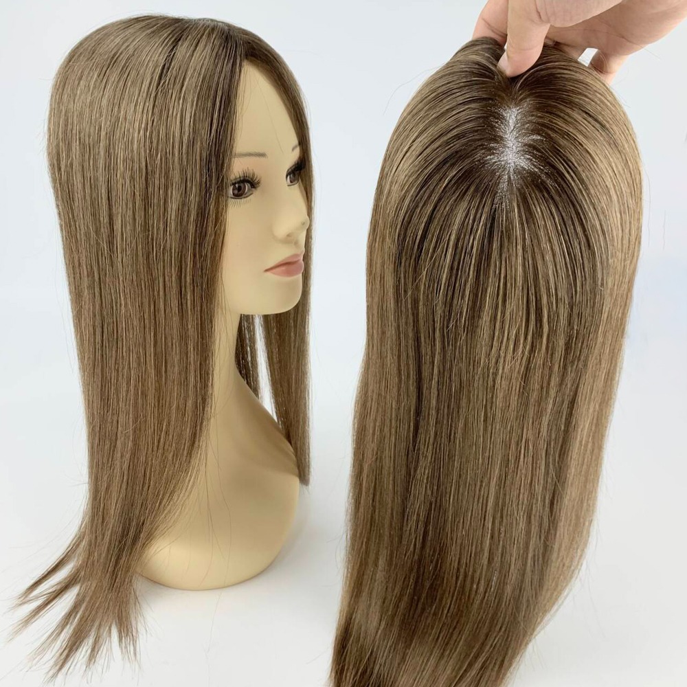6"x5.5" Top Pieces Human Hair Lace Topper Dark Brown Balayage 20"