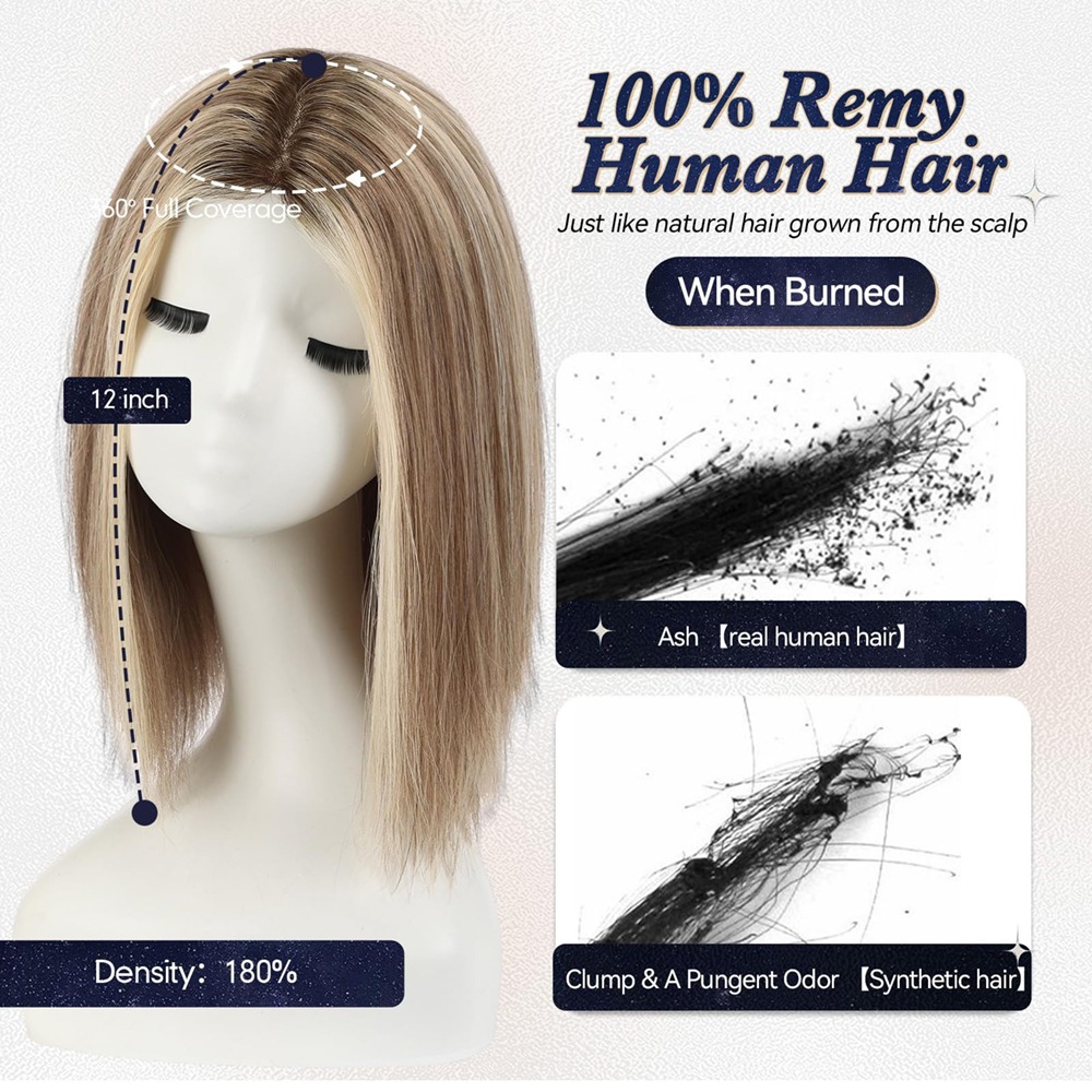 7”×8” Large Swiss Mono Human Hair Topper for Women
