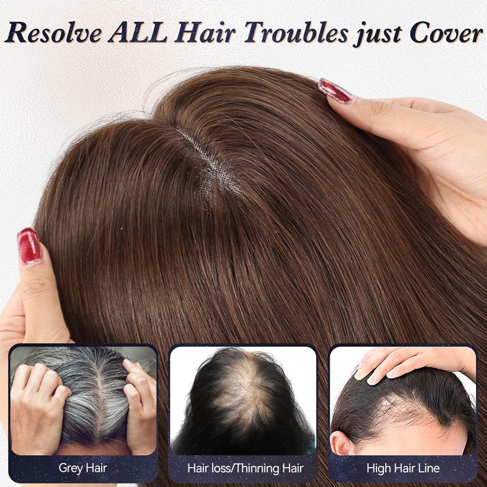 7"x8" Mono Top Human Hair Topper Natural Coverage for Thinning Crown