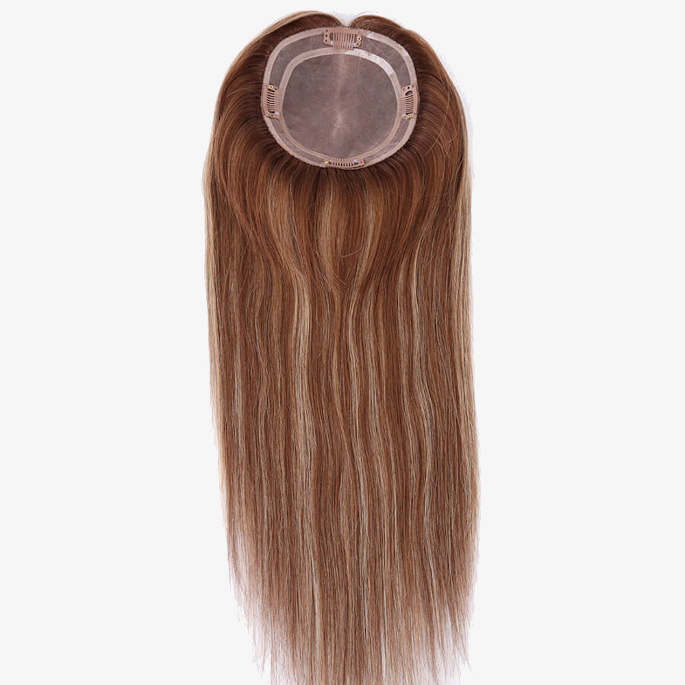Balayage Brown Mono Top Hair Topper for Women | Free Part Style