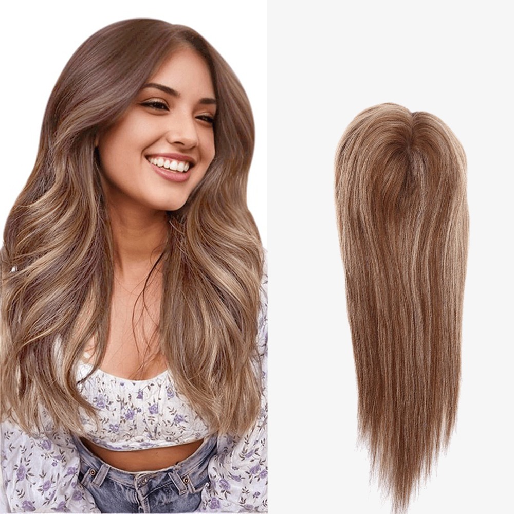 Balayage Brown Mono Top Hair Topper for Women | Free Part Style