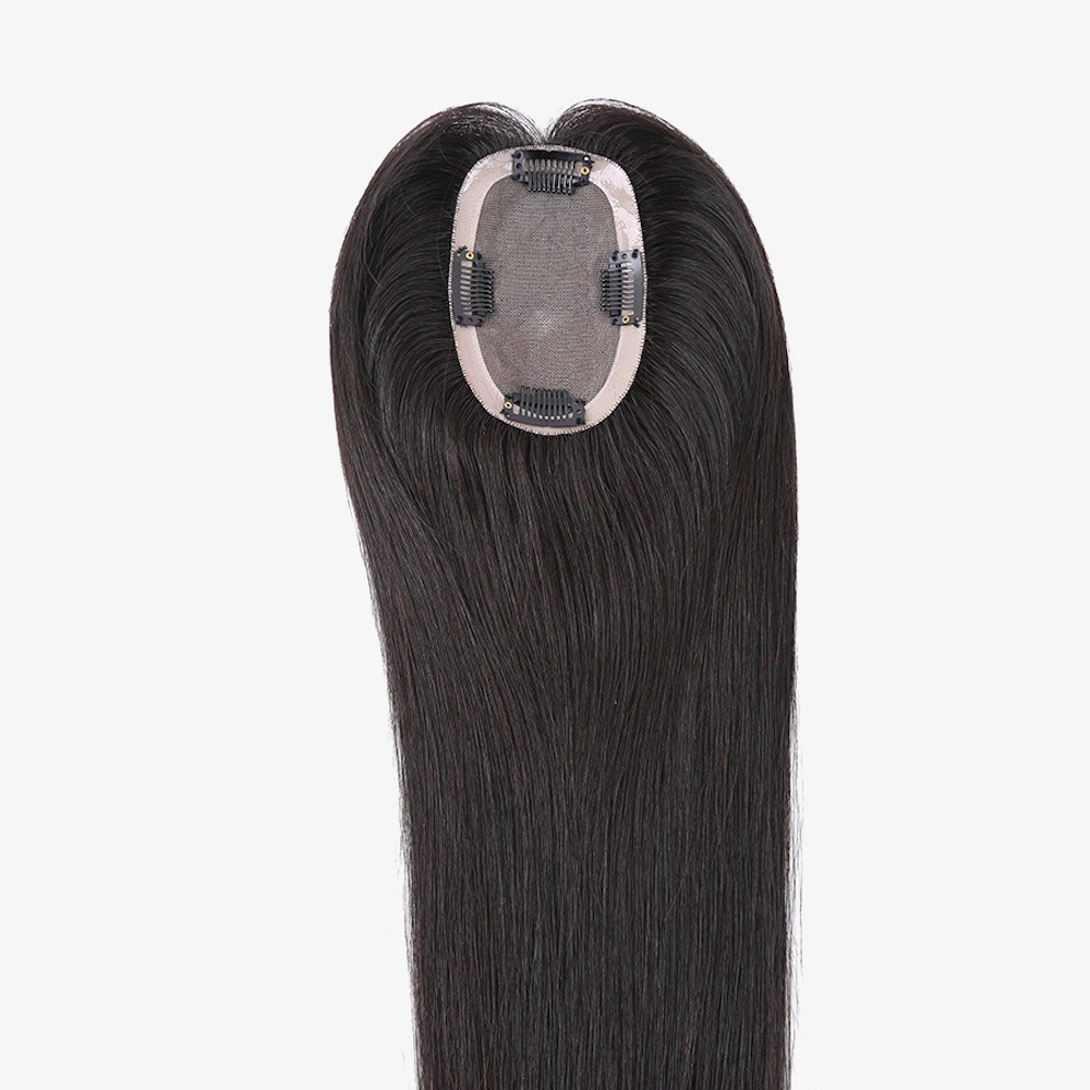 Crown Hair Topper for Women Remy Human Hair Fine Mono Base Toupee