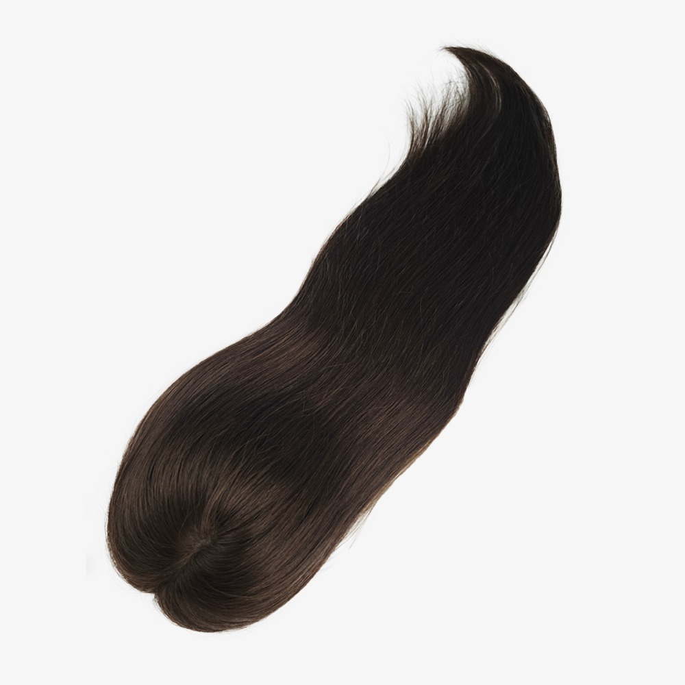 Dark Brown Lace Base Human Hair Topper Breathable Hair Pieces