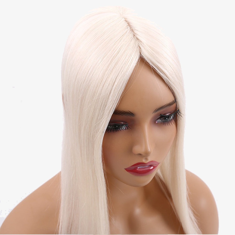 Fine Mono Topper Platinum Blonde Human Hair with Pu Around For Women
