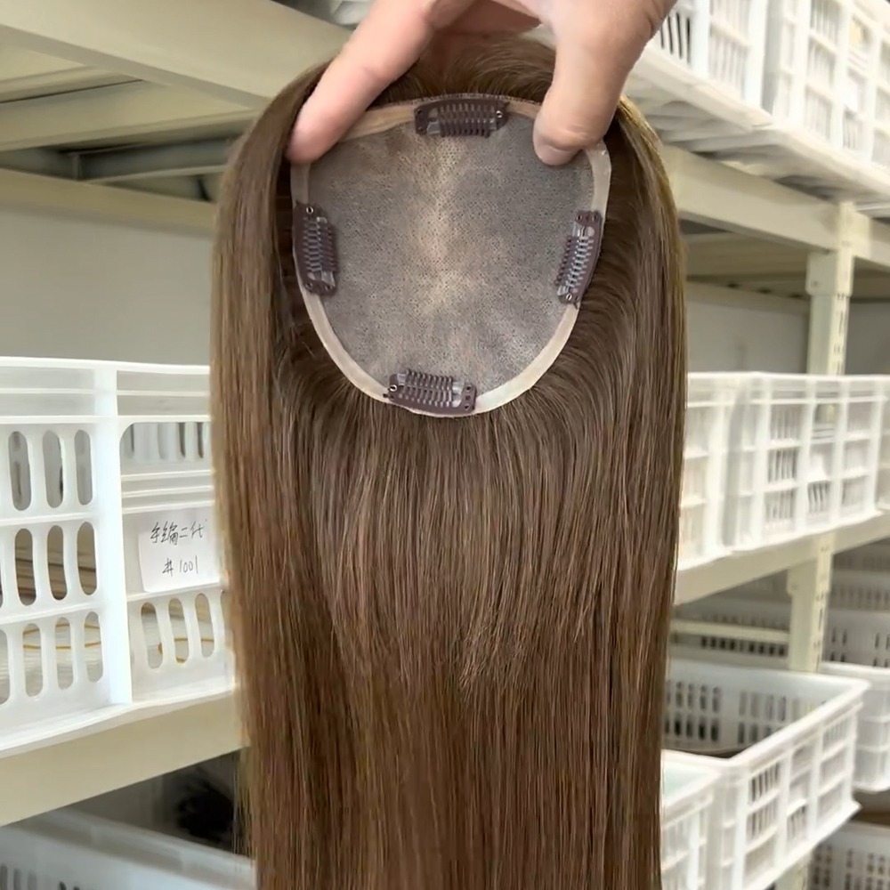 Full Coverage 5x5 Remy Hair Topper for Thinning Crown Dark Brown #4