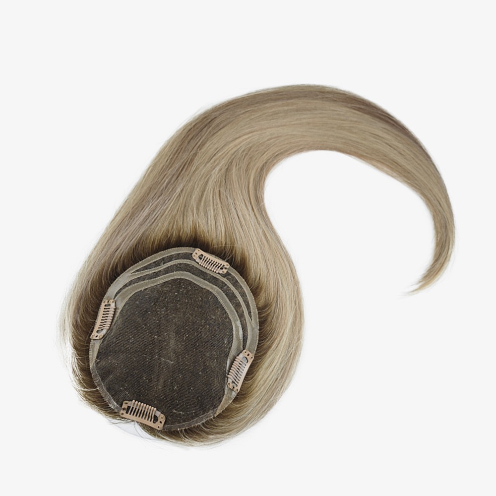 Highlight Brown Rooted Clip-In Hair Topper Lace Front Remy Human Hair