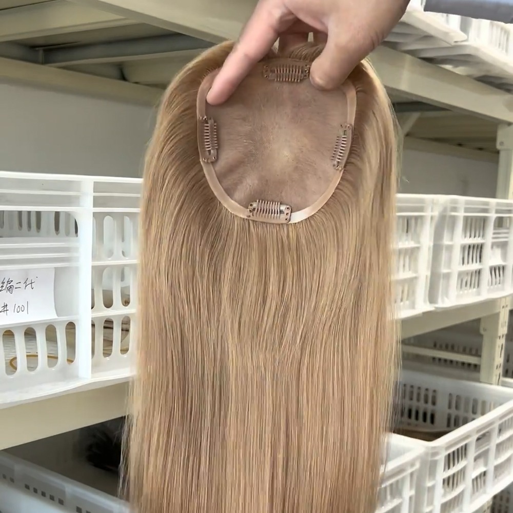 Human Hair 5x5 Mono Topper #8 Warm Medium Brown for Thinning Hair