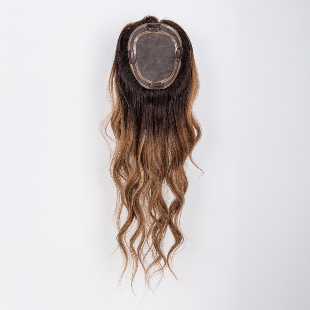 Human Hair Topper for Thinning Crown 5.5"x6" Mono Base Balayage Hair Topper