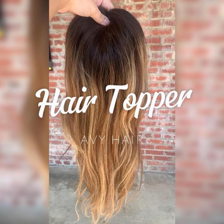 Human Hair Topper for Thinning Crown 5.5"x6" Balayage Hair Topper