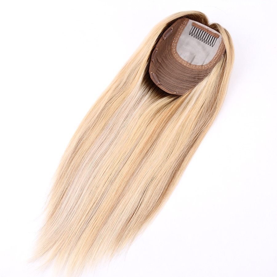 Invisible Coverage Blonde 16 Inch Human Hair Hidden Crown Topper
