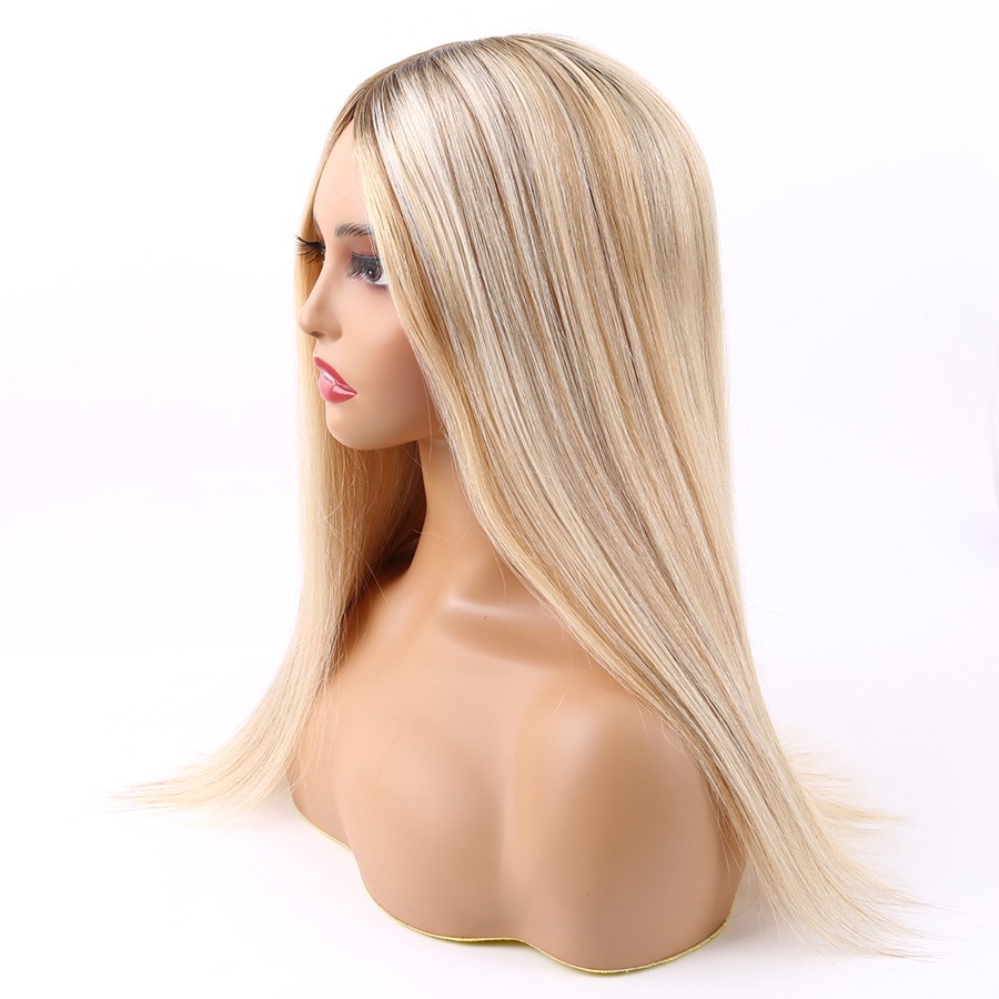 Invisible Coverage Blonde 16 Inch Human Hair Hidden Crown Topper