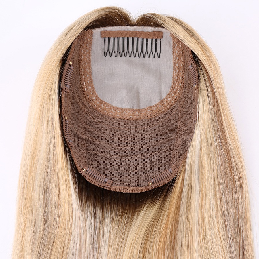 Invisible Coverage Blonde 16 Inch Human Hair Hidden Crown Topper