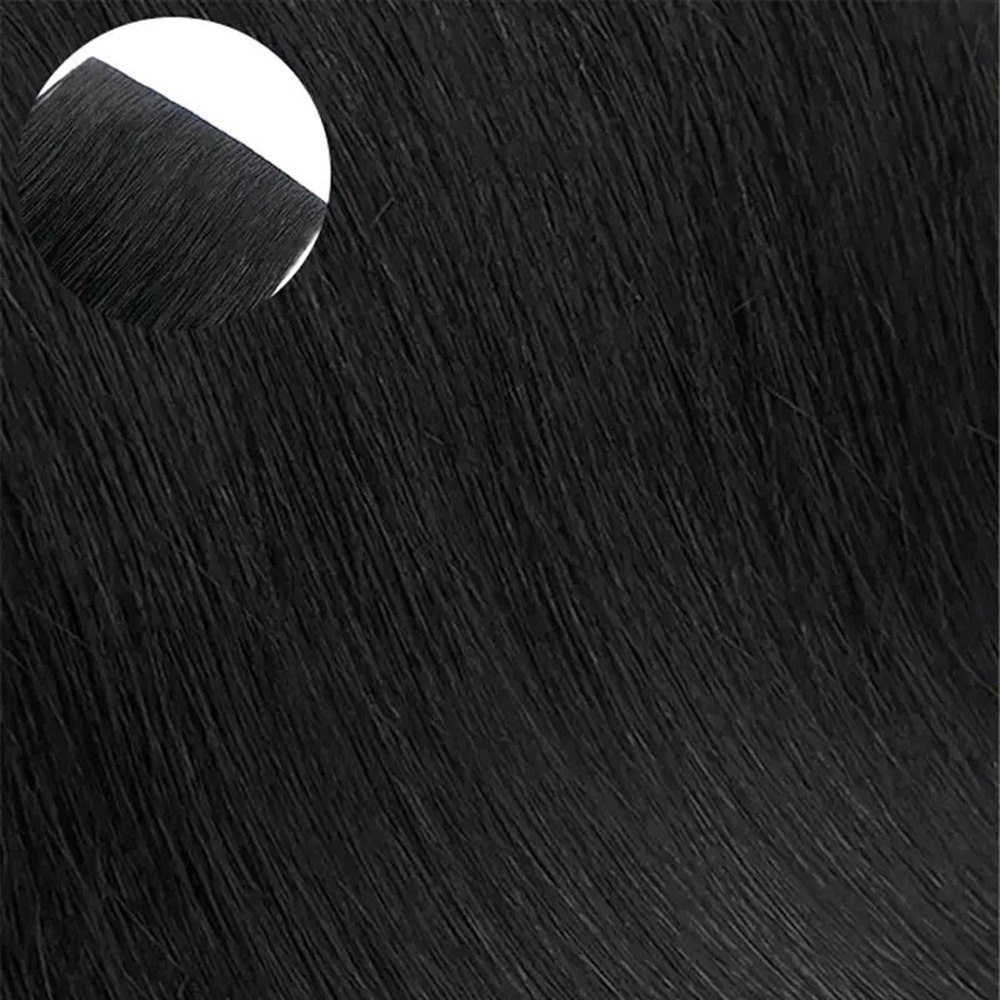 Jet Black Invisible Tape-In Weft | 100% Remy Human Hair Extensions