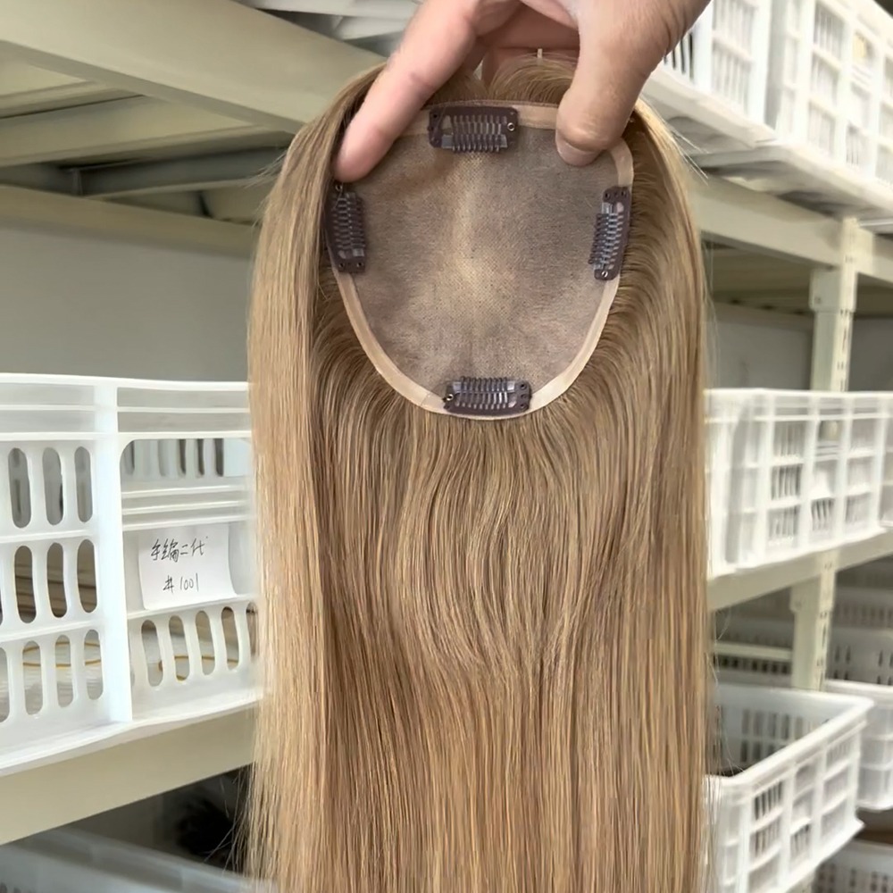 Medium Brown Human Hair Topper for Thinning Crown 5x5 Mono Base #6