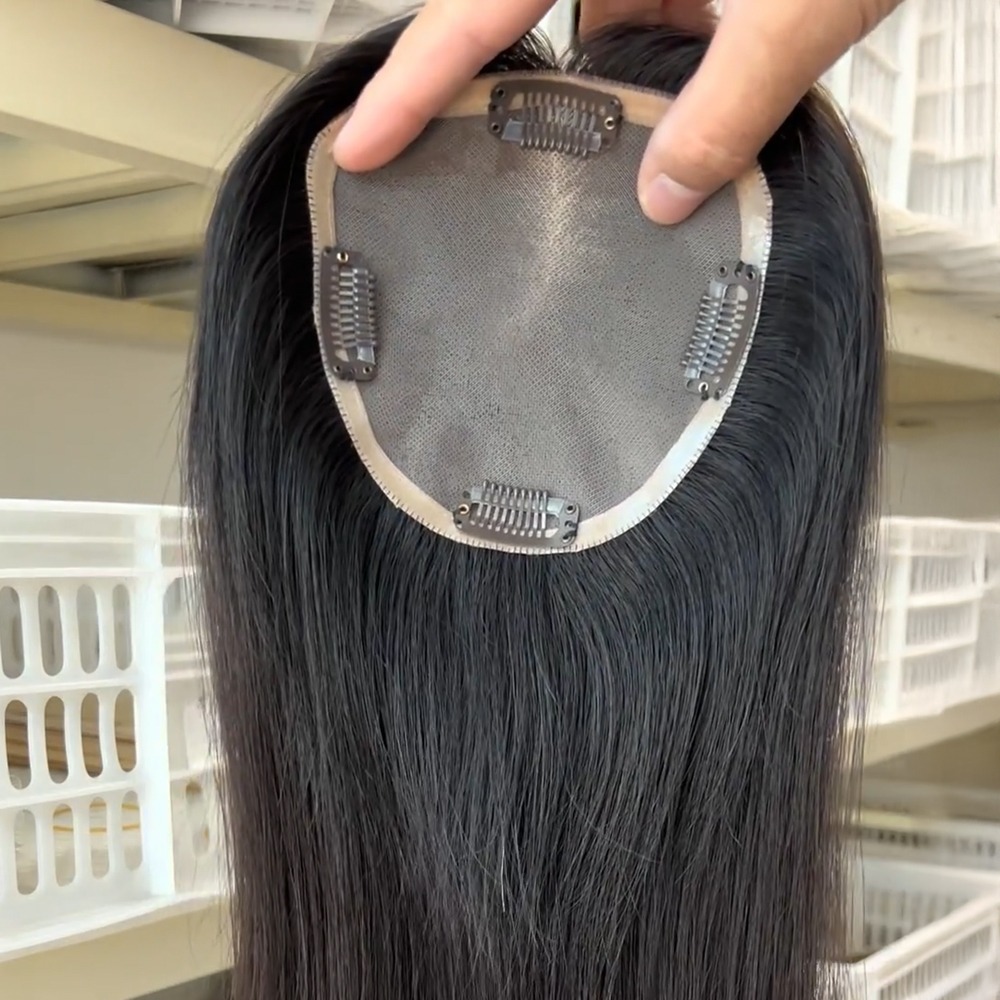 Mono Base 5"x5" Remy Human Hair Topper Full Coverage Natural Color