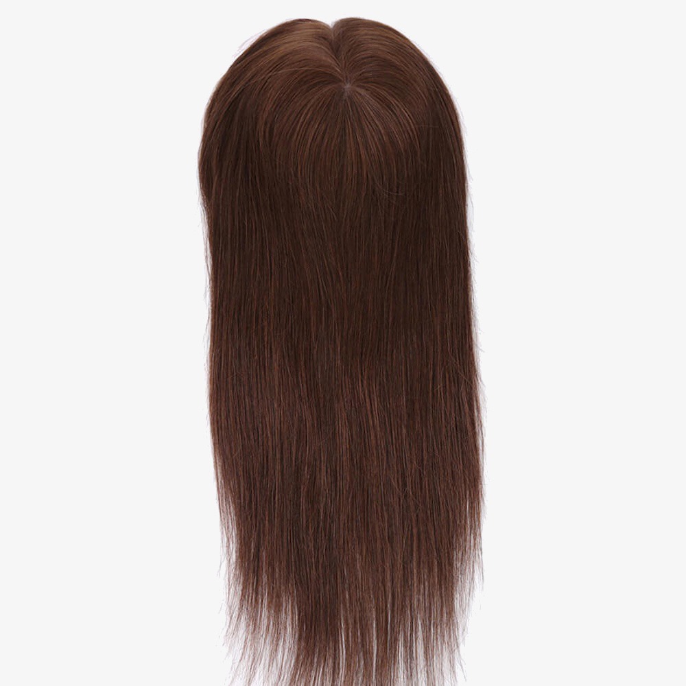 Mono Top Hair Topper Remy Human Hair Medium Brown Hairpiece