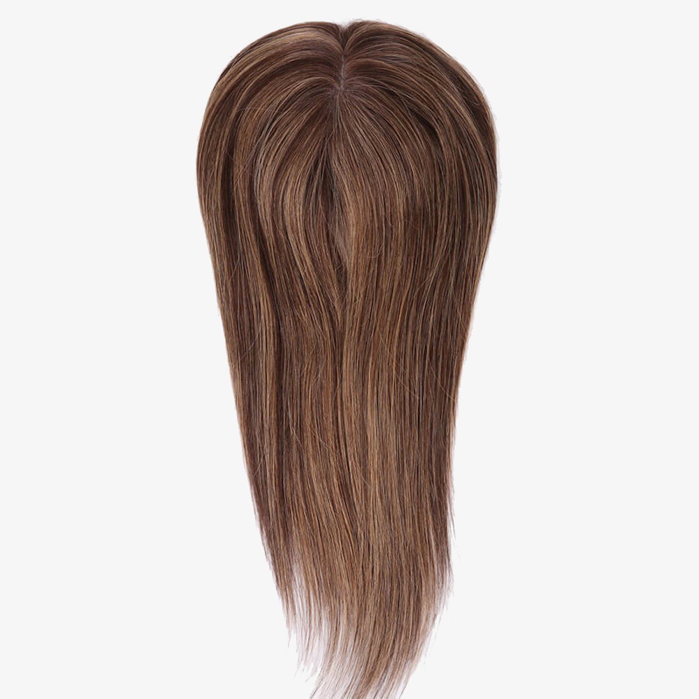 Mono Top Real Human Hair Topper Balayage Brown 3"x5" Hair Piece