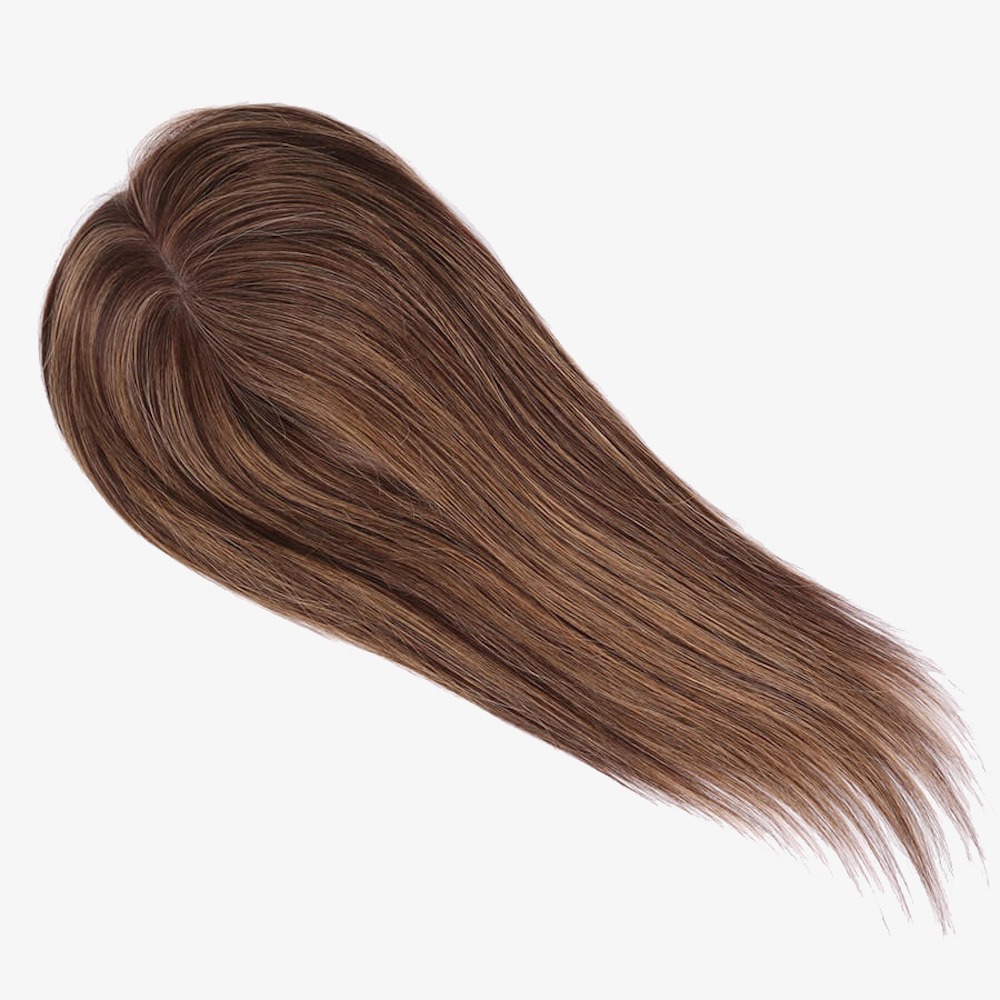 Mono Top Real Human Hair Topper Balayage Brown 3"x5" Hair Piece