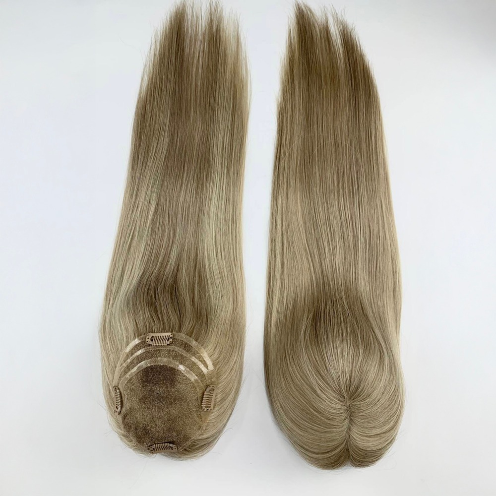 Ombre Brown Blonde Lace Hair Topper Breathable Lightweight 20 Inch