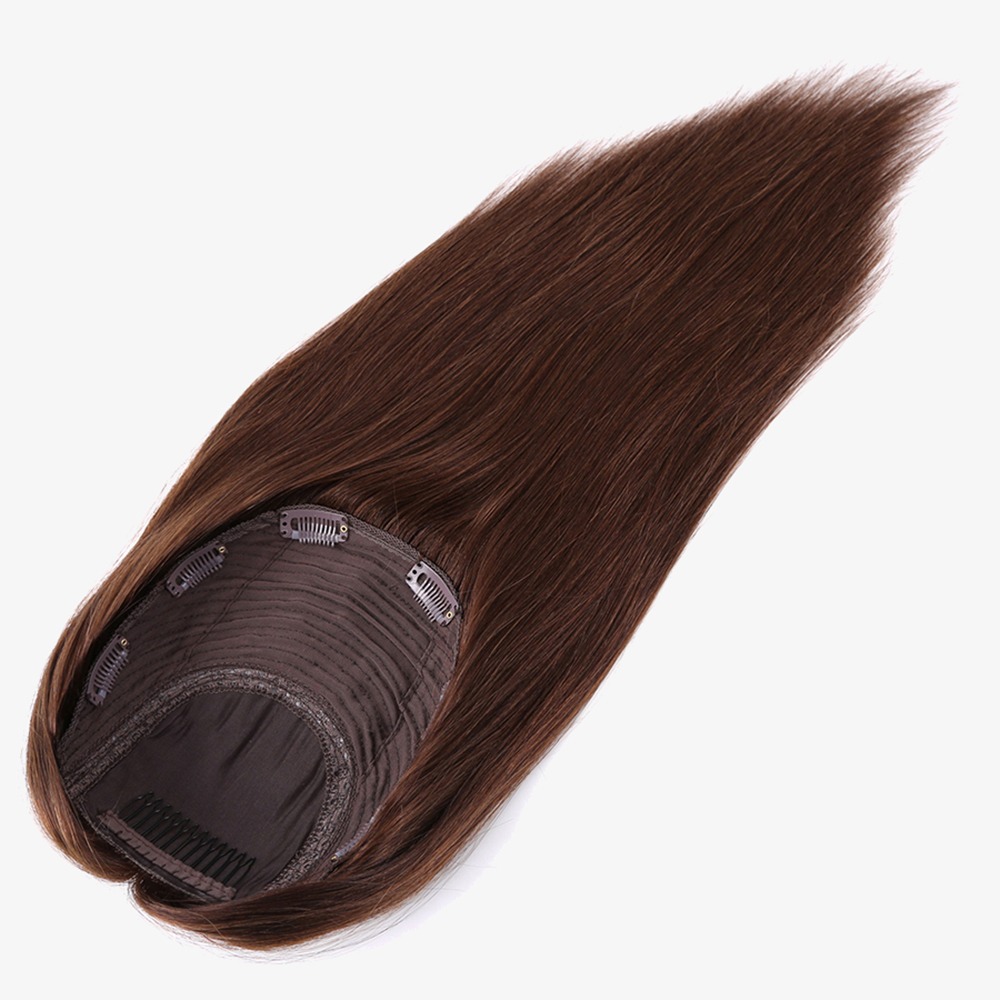 Premium 7"x8" Silk Base Remy Human Hair Topper Dark Brown 16 Inch