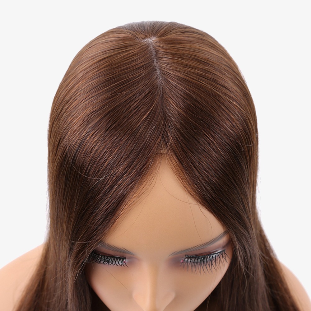 Premium 7"x8" Silk Base Remy Human Hair Topper Dark Brown 16 Inch