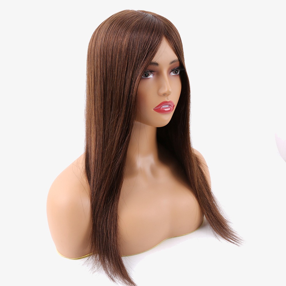 Premium 7"x8" Silk Base Remy Human Hair Topper Dark Brown 16 Inch