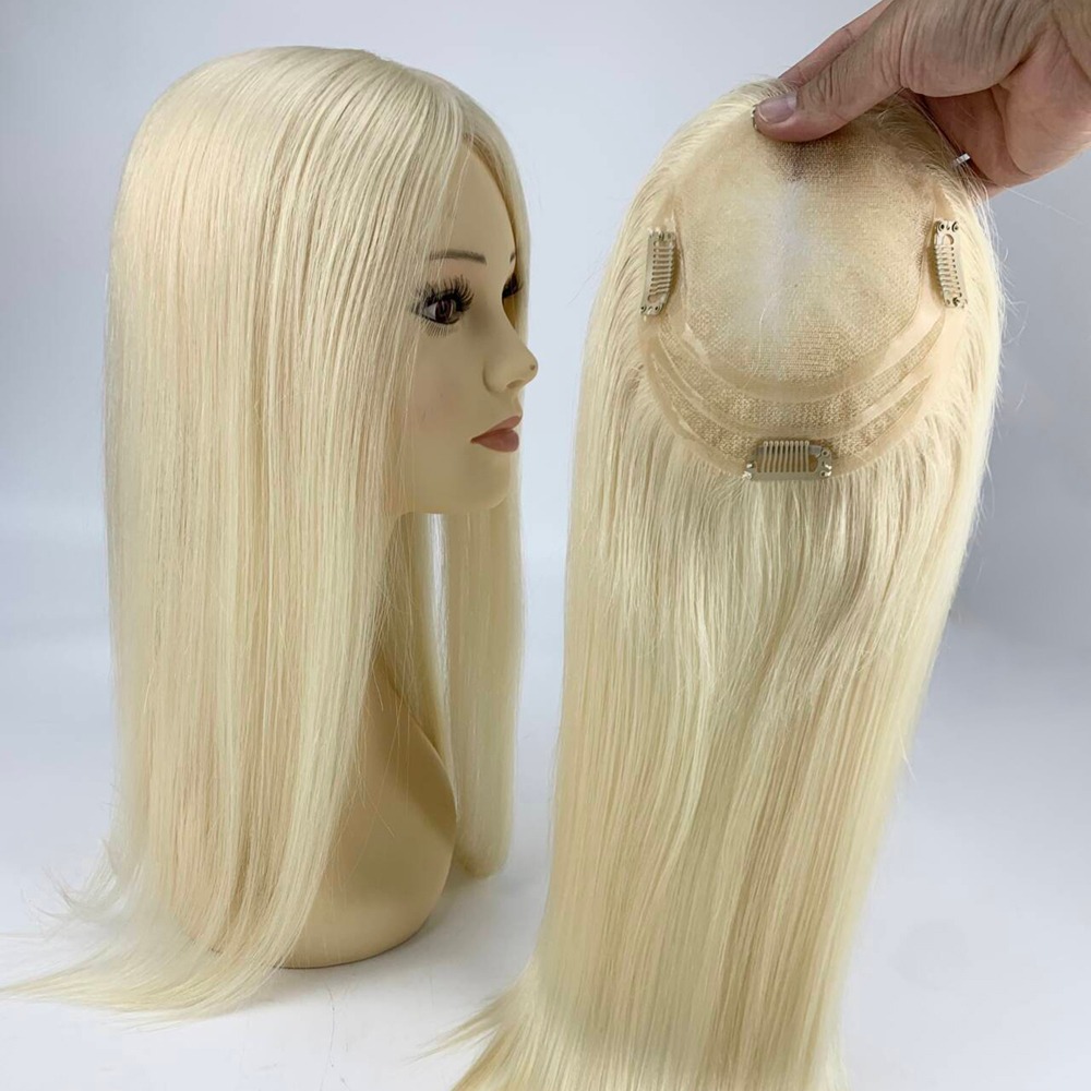 Remy Human Hair Lace Front Topper for Thinning Hair 6"x5.5" 20 Inch